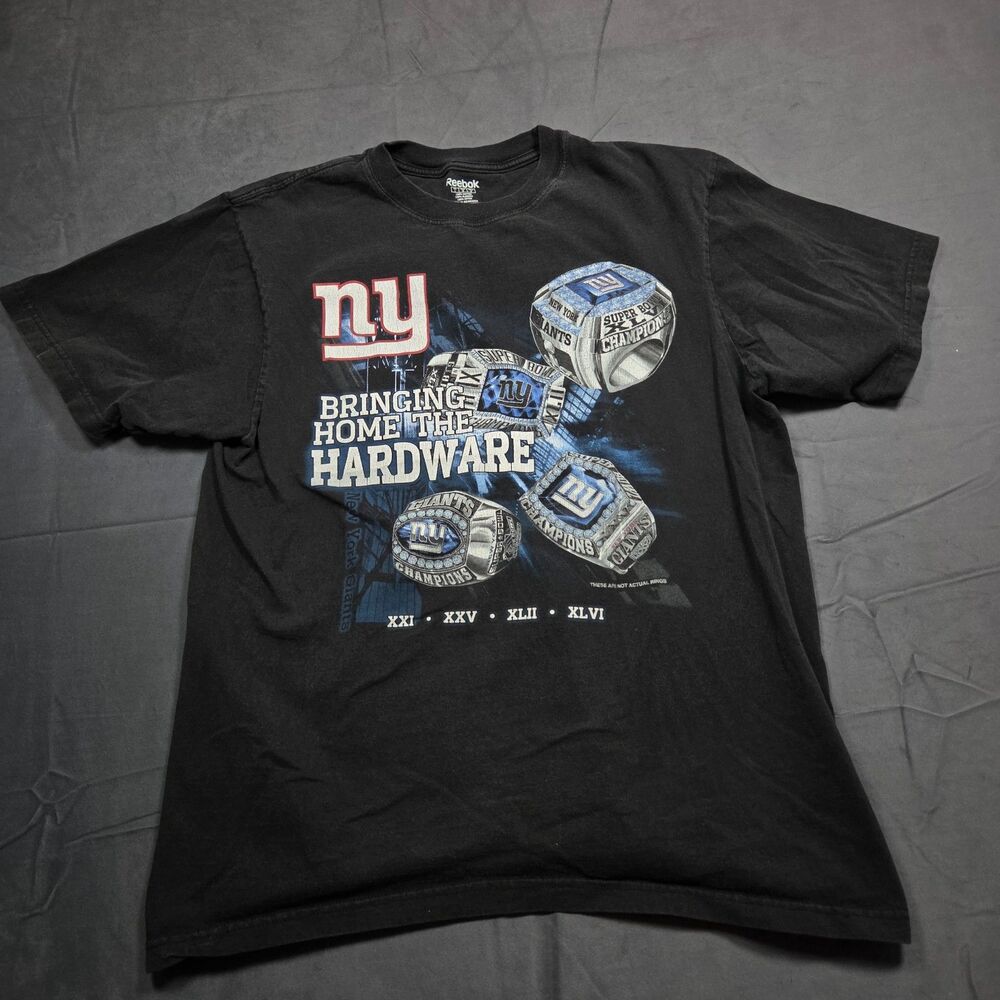 Reebok New York Giants Super Bowl Champions Ring Graphic T-Shirt Men’s L Black